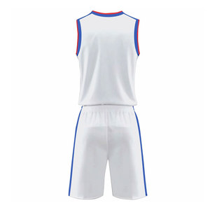 Ensemble de maillots de basket personnalisés sublimés blancs à col en V sans manches, respirants et anti-humidité, 100 % polyester, unisexe adulte, athlétique - Product Image 3