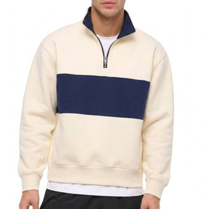 Sweat-shirt à col montant zippé 1/4 personnalisé pour homme, en molleton 100 % coton mi-lourd, à blocs de couleur, manches longues, idéal pour l'automne et l'hiver - Product Image 3