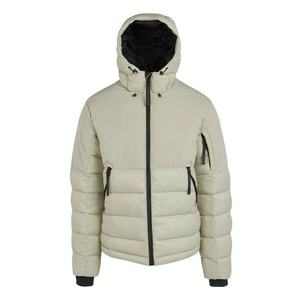 Veste d'hiver personnalisée pour homme avec capuche, couleur unie, logo sur le devant, coque en nylon imperméable, veste en duvet de haute qualité, streetwear - Product Image 1
