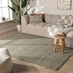 Modern Scandinavian Abstract Wool/Cotton Eco-Friendly <b>Flat</b> Pile Handmade Braided <b>Woven</b> Area <b>Rugs</b> for Bedroom - Product Image 2
