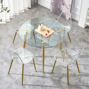 Premium Artisan Metal Coffee <b>Table</b> with Decorative Designer BaseModern Round Glass Coffee <b>Table</b> with Gold Metal Legs Eco-Friend - Product Image 4