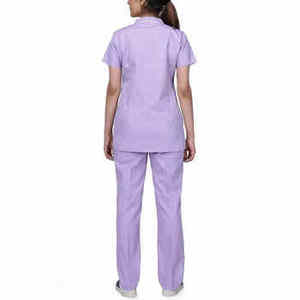 Ensemble de blouses médicales unisexe violettes en microfibre tissée à manches courtes pour infirmières et médecins, service OEM - Product Image 2