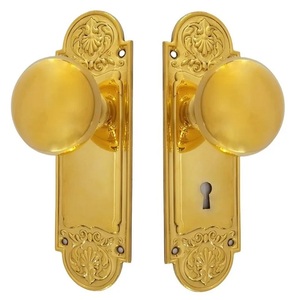 Decorative Brass <b>Knob</b> High Quality Arched Backplate Passage Privacy <b>Gold</b> Finished Furniture Entry Hardware Durable Dummy Desig - Product Image 3