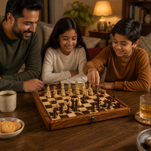 Juego de Ajedrez Plegable de Madera con Caja de Almacenamiento |   Juego de Ajedrez de Viaje Hecho a Mano |   Set de Regalo Educativo Clásico para Niños y Adultos - Product Image 2