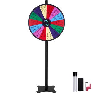 Ruota della Fortuna Girevole da 24 Pollici con 14 Scomparti, Supporto da Tavolo o da Terra, con 2 Pennarelli Cancellabili a Secco, Giocattoli Promozionali - Product Image 1
