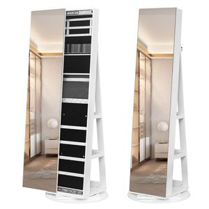 Armadio Portagioie con Specchio a Figura Intera e Serratura, Organizzatore Girevole a 360° di Grande Capacità - Product Image 6