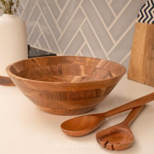 Tazón de Servir Artesanal de Madera con Diseño Floral, Vajilla para Cocina HCZ-213 Sin Recubrimiento, para Fiestas, 1 kg, ZONA Uttar Pradesh - Product Image 1