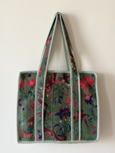 Sac fourre-tout en velours de haute qualité, nouvelle collection été, grand sac de shopping matelassé pour femme, style vintage, doublure en coton, fermeture éclair - Product Image 4