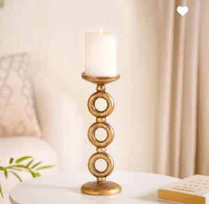 Candelabro de Metal con Diseño de Anillo, Acabado Dorado, Decoración para el Hogar, Resistente al Calor, Forma Cilíndrica - Product Image 4