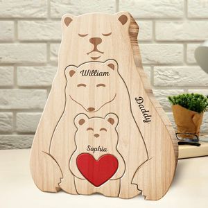Puzzle en bois sculpté à la main représentant une famille d'ours |   Objet de décoration personnalisé |   Commandes en gros |   Meilleur prix d'usine - Product Image 2