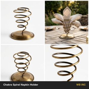 Servilletero Espiral Abierto de Latón Antiguo, Hecho a Mano, con Anillo de Hierro de 12 cm, para Decoración del Hogar, Hoteles y Bodas, Regalo para Mesa - Product Image 6