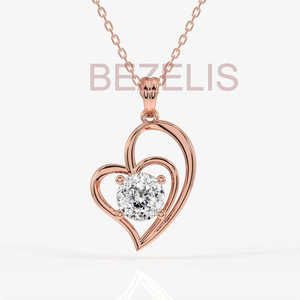 Collier cœur en diamant créé en laboratoire, pendentif cœur en diamant CVD, collier en diamant clarté VVS, bijoux cœur en or moderne - Product Image 2