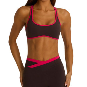 Soutien-gorge de sport pour femme personnalisé de qualité supérieure avec logo frontal, croisé, élastique, séchage rapide, bretelles réglables, maintien moyen - Product Image 3