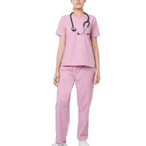 Nouveaux blouses médicales roses clair pour femmes, confortables, col en V, uniformes de travail d'hôpital avec poches - Product Image 4