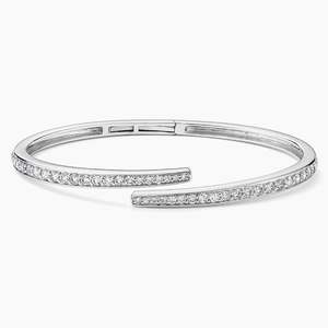 Bracelet en diamant cultivé en laboratoire, 1,52 carat, or jaune 10 carats, certifié IGI, style manchette ouverte, bijoux fins pour femmes, cadeau - Product Image 1