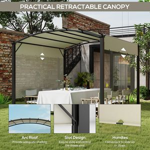 Pergola Retrattile 11x11 Beige con Tenda Parasole, Protezione UV e Telaio in Acciaio Impermeabile per Giardino e Patio - Product Image 5