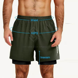 Lightweight Wholesale Price Men Double <b>Layer</b> Shorts Solid Casual <b>Mid</b> Elastic Waist Eco-Friendly Quick Dry Comfortable - Product Image 6