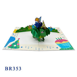 Tarjeta de Felicitación Pop-Up Personalizada con Diseño de Tortuga Feliz, Artesanía Vietnamita, Flores de Papel, Impresión Offset, Día de San Valentín - Product Image 3