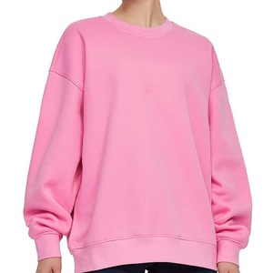 Nuevo Diseño Otoño Invierno Sudaderas Rosas para Mujer, Sudadera Holgada con Cuello Redondo, Sudadera Extra Grande para Mujer, Cómoda y Personalizable - Product Image 1