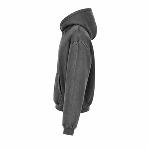 Sweat-shirt à capuche pour homme, coupe classique, couleur unie, en molleton de coton écologique, décontracté, avec poche avant, 300g, pour l'automne - Product Image 2