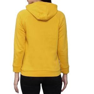 Sweat à capuche zippé en molleton de coton jaune imprimé sur mesure de haute qualité pour femme – Style streetwear décontracté et respirant pour l'hiver - Product Image 3