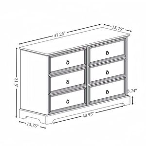 Modern Farmhouse 6-Drawer Chest of Drawers Wooden Bedroom Dresser with 6 Storage Drawers 6-Drawer Dresser for Bedroom - Product Image 5