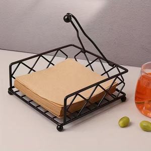 Modern Simple Design Iron Diamond-Shaped Napkin Holder Metal Tabletop Tissue <b>Clip</b> Western Restaurant Tissue Box - Product Image 3