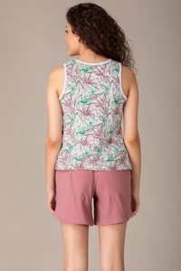 Women's Pink Solid Color Knitted Crop Top With High Waist Shorts Set Sporty Quick Dry <b>Elastic</b> Waist Regular Fit - Product Image 4