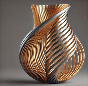 Futuristic fluid metal wire decorative vase displaying creative hollow wavy structures, available at wholesale prices. - Product Image 1