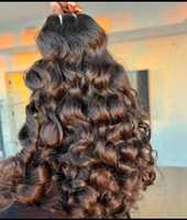 Extensions de cheveux humains bouclés Remy indiens en vrac, tissage double machine, cheveux vierges, 34 pouces, double tirage, toutes les couleurs disponibles