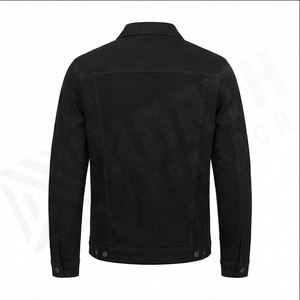 Vente Flash 2025 Nouvelle Collection Veste en Jean Noire Décontractée pour Homme en Coton Lavé Uni avec Logo Frontal Haute Qualité Respirante - Product Image 3