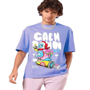 T-shirt Homme 100% Coton 250g Épais Coupe Ample Épaules Dénudées Personnalisé Sérigraphié avec Motifs Style Décontracté - Product Image 2