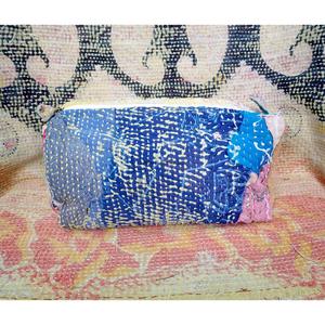 Custom Made Casual Handmade Quilted Tassel Zipper Kantha Pouch Set Artisan Cotton Travel Cosmetic Organizer Mixed Colors - Product Image 2