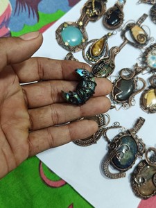 Handmade Copper Wire Wrapped Green Aventurine Pendant with Tree Design Boho Jewelry Wholesale - Product Image 2