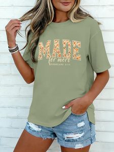 T-shirts pour femmes à col rond, imprimés graphiques DTF, 100% coton, t-shirts graphiques, t-shirts d'été, manches courtes, amples et confortables - Product Image 5