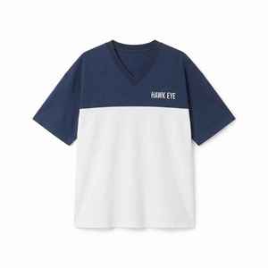 Camiseta Oversize de Mujer con Bloques de Color y Cuello en V, Manga Corta, Ajuste Holgado, Algodón Jersey Transpirable, Ideal para Primavera y Verano - Product Image 6