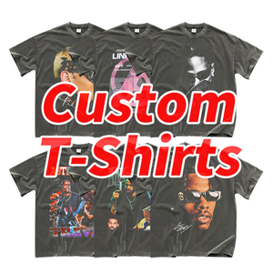 Camisetas de punto personalizadas de alta calidad, 100% algodón, 260 g/m², con estampado DTG de anime, al por mayor, tallas grandes, estilo vintage, lavado ácido, para hombre - Product Image 1