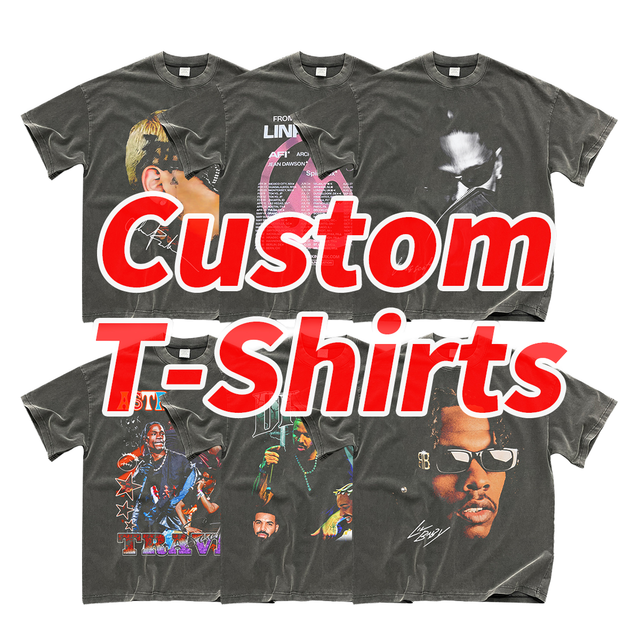 Custom High Quality 100% Cotton 260 Gsm Dtg Print Anime Graphic Bulk Plus Size Oversized Acid Washed Vintage Men's Knitted