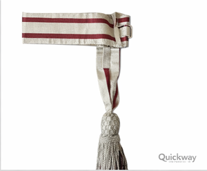 เข็มขัดประดับเอวแบบเป็นทางการ สีเงิน/สีแดงเลือดหมู พร้อมพู่ห้อยสีเงิน อุปกรณ์เสริมสำหรับชุดพิธีการและการเดินพาเหรด - Product Image 5