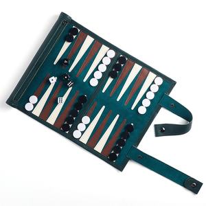 Handmade Portable Eco-Friendly Durable PU Leather Roll-Up <b>Backgammon</b> Board Game Bag <b>Set</b> Pu Leather Roll up Travel <b>Backgammon</b> - Product Image 5