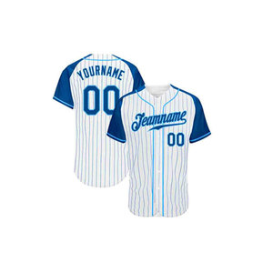 Custom Baseball Uniform Men's White Blue Striped Jersey Pants Gloves Hat <b>Socks</b> Bag Breathable Polyester All Seasons Wear - Product Image 3