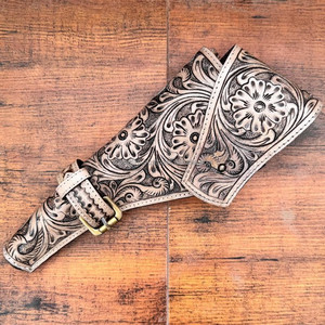 Fundas de caza de estilo vaquero de cuero de vaca talladas reales hechas a medida fundas de ilustraciones hechas a mano occidentales lujosas con lazo para cinturón - Product Image 2