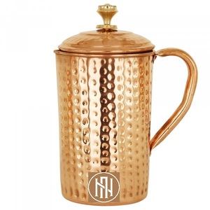 Pichet en cuivre de luxe, finition martelée, pichet à eau, décoration d'intérieur - Product Image 1