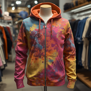 เสื้อฮู้ดซิปแบบวินเทจผ้าฝ้ายฟลีซฟอกกรด พร้อมบริการปรับแต่งแบบ OEM ODM - Product Image 6