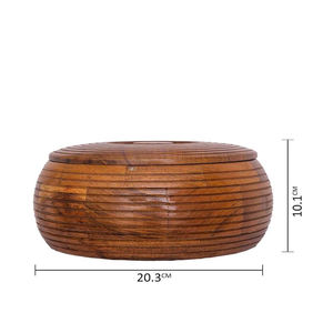 Plat à gratin en bois marron foncé fait main, design standard, avec couvercle en bois, grande taille 20 cm, le plus vendu, écologique, compatible lave-vaisselle - Product Image 5