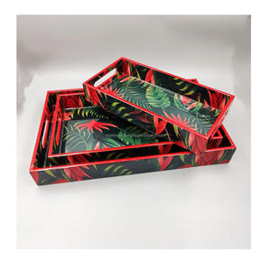 Juego de bandejas de madera impresas con diseño elegante para comedor, cocina, decoración del hogar - Product Image 4