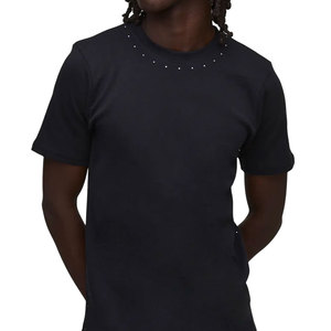 T-shirt Homme 2026 Tendance 100% Coton Col Rond Style Quatre Saisons Décoration Strass Lettres Artistiques Logo Avant Manches Courtes Écologique - Product Image 6