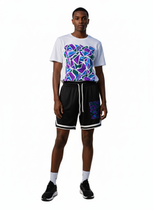 T-shirt en satin tricoté à manches courtes pour homme, imprimé numérique tropical, col rond, 100 % polyester respirant, idéal pour l'été - Product Image 3