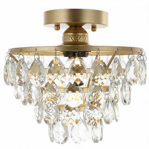 Lustre moderne en cristal avec structure en fer, design simple et luxueux pour restaurant, couloir et chambre, lumières de mariage - Product Image 1
