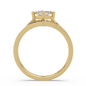 Elegante Anillo de Compromiso con Diamante Cultivado en Laboratorio, Corte Princesa, Oro Puro de 14k, Anillo de Novia con Vástago Dividido, Joyería Fina, 0.65 Quilates TW - Product Image 4